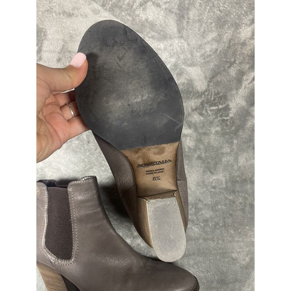 AQUATALIA Made In Italy Fairly Chelsea Brown Leather Zip Ankle Heel Booties 8.5 - Picture 5 of 7
